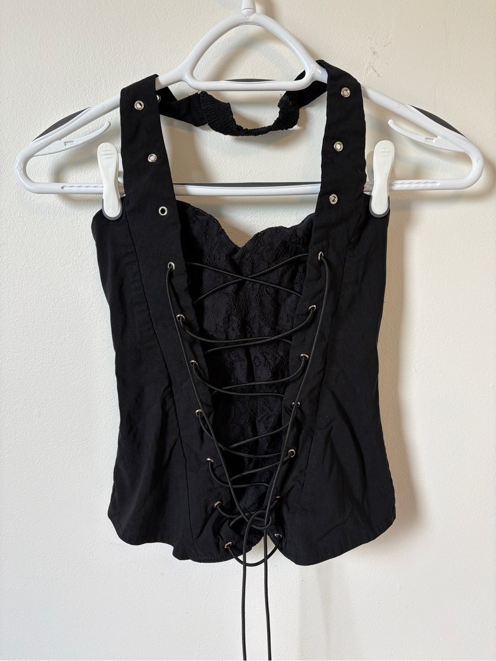 Black Lace-Up Halter Corset top size S